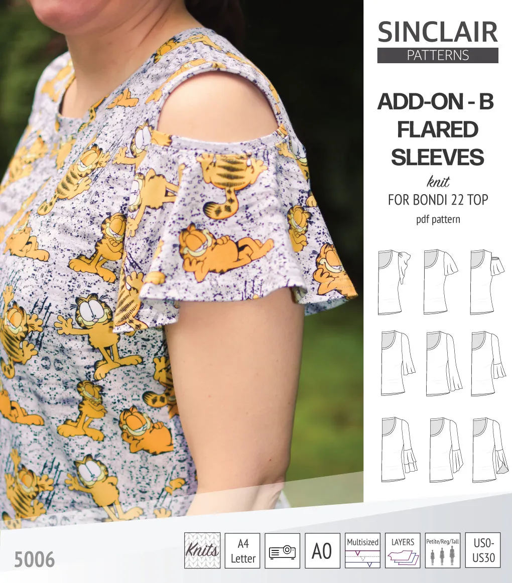 ADD-ON Flared Sleeves add-on pack for Bondi 22 and other compatible patterns (PDF)
