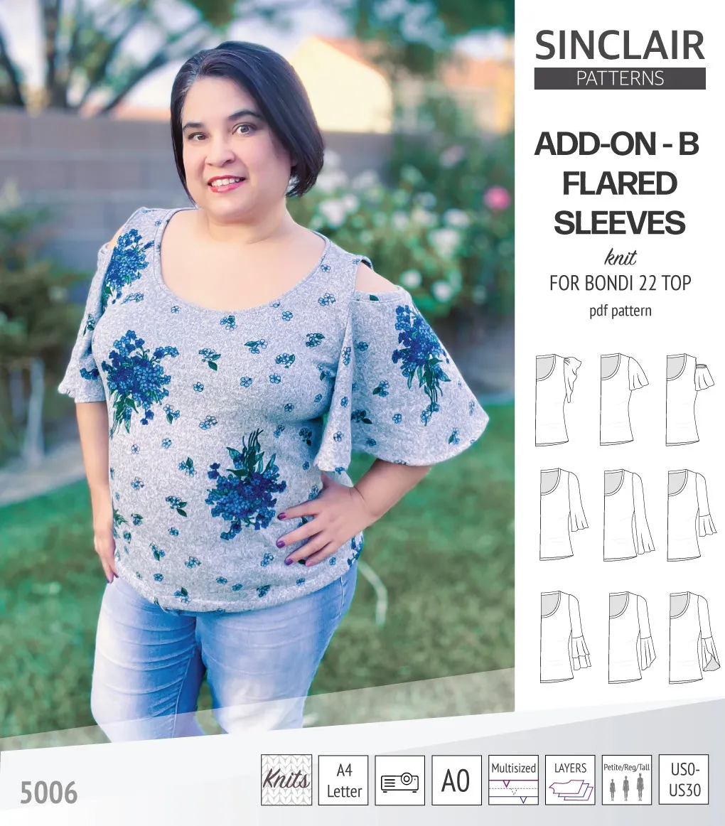 ADD-ON Flared Sleeves add-on pack for Bondi 22 and other compatible patterns (PDF)