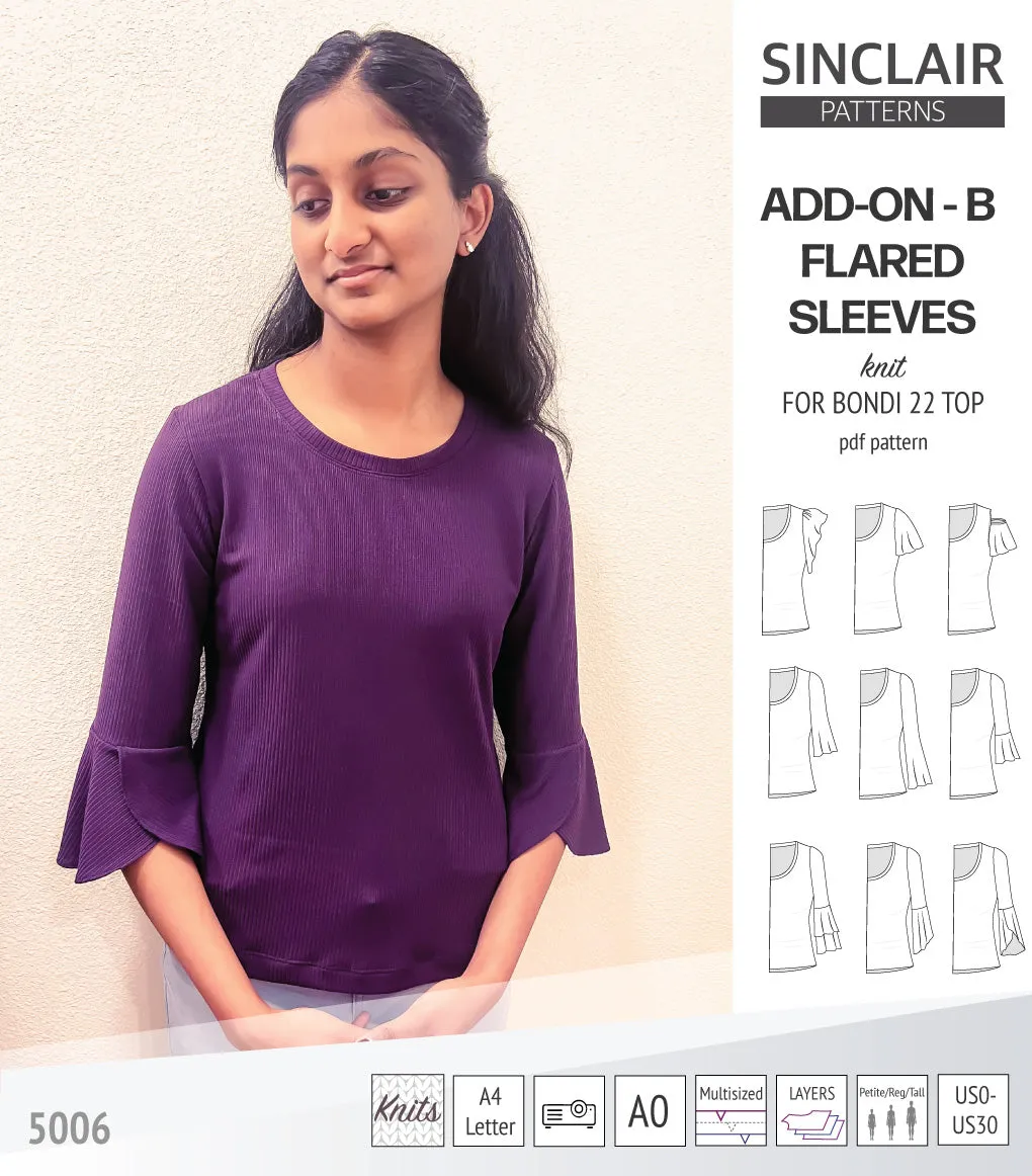 ADD-ON Flared Sleeves add-on pack for Bondi 22 and other compatible patterns (PDF)