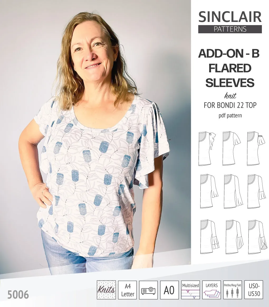 ADD-ON Flared Sleeves add-on pack for Bondi 22 and other compatible patterns (PDF)
