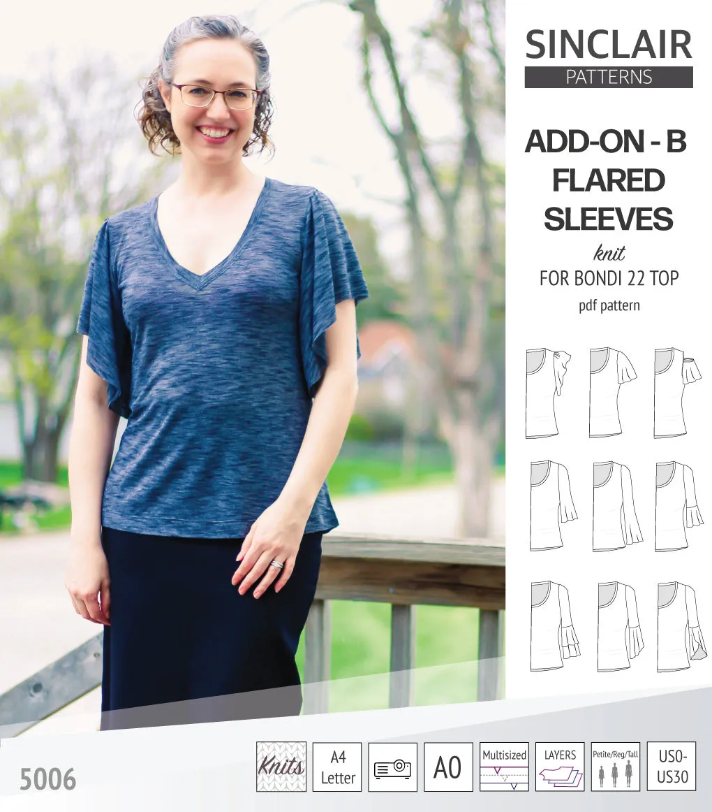 ADD-ON Flared Sleeves add-on pack for Bondi 22 and other compatible patterns (PDF)