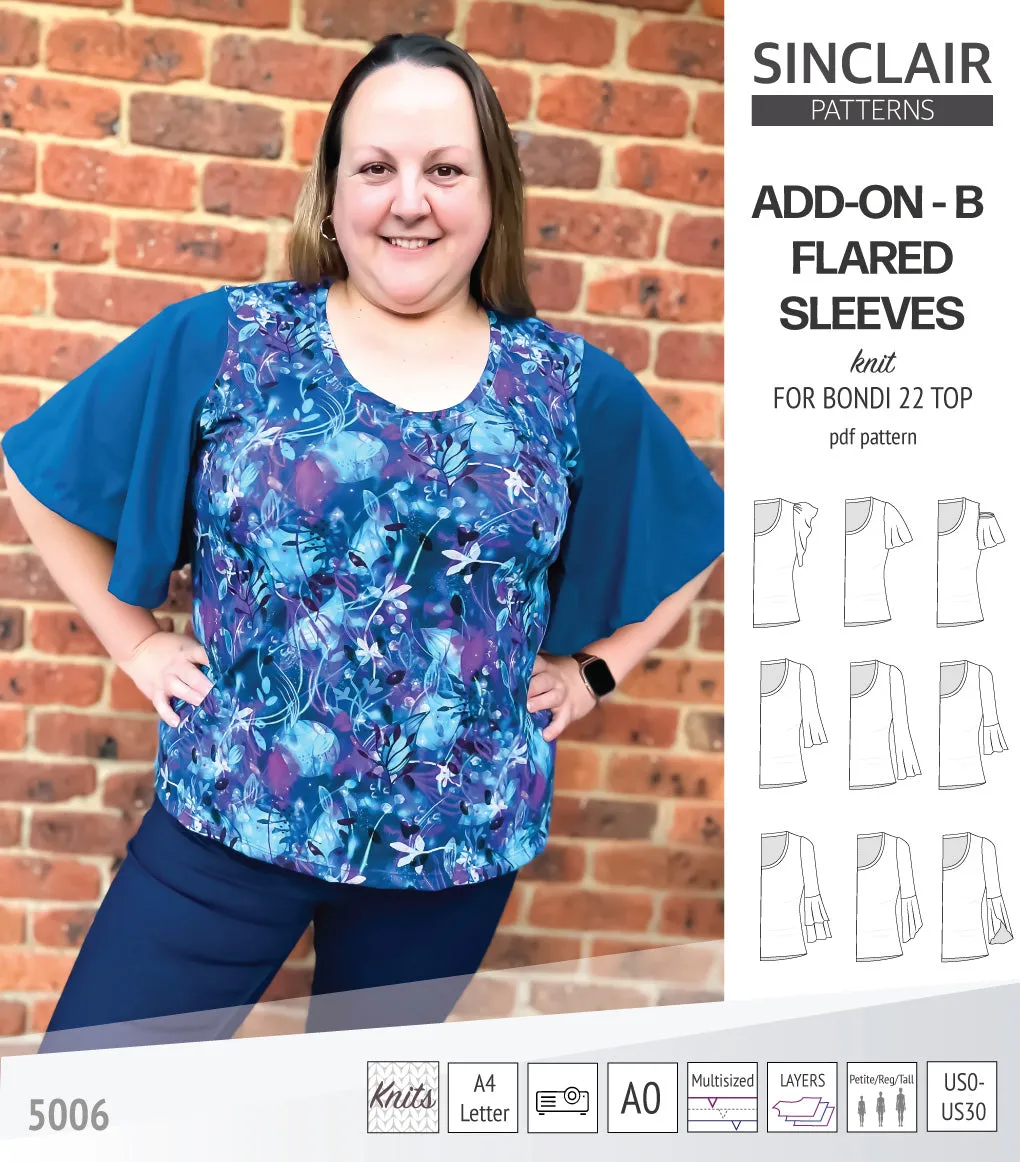 ADD-ON Flared Sleeves add-on pack for Bondi 22 and other compatible patterns (PDF)