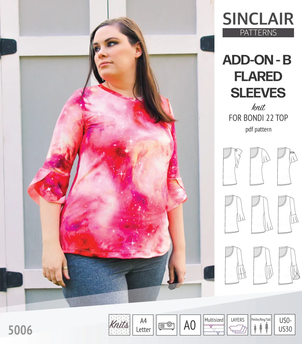 ADD-ON Flared Sleeves add-on pack for Bondi 22 and other compatible patterns (PDF)
