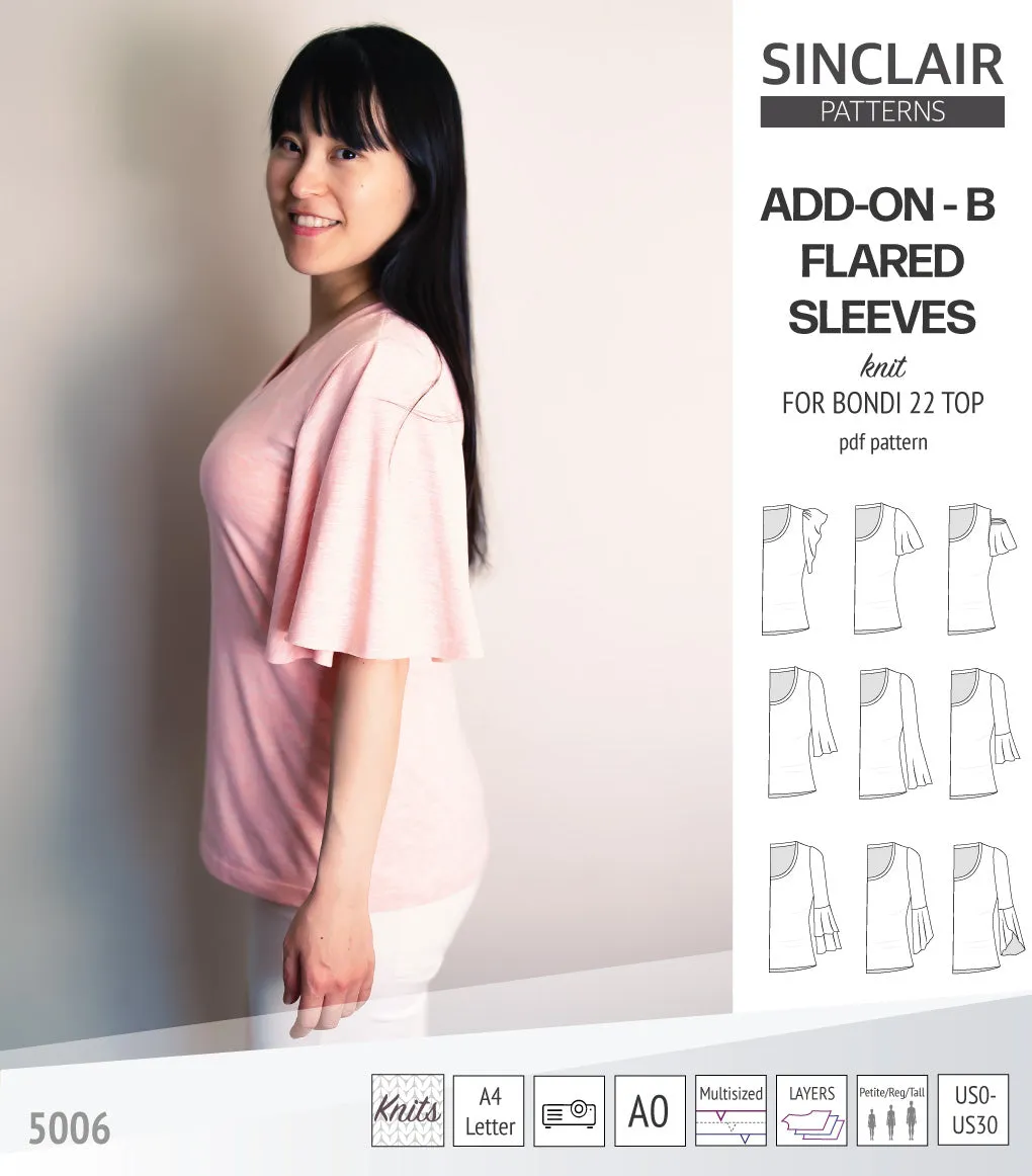 ADD-ON Flared Sleeves add-on pack for Bondi 22 and other compatible patterns (PDF)