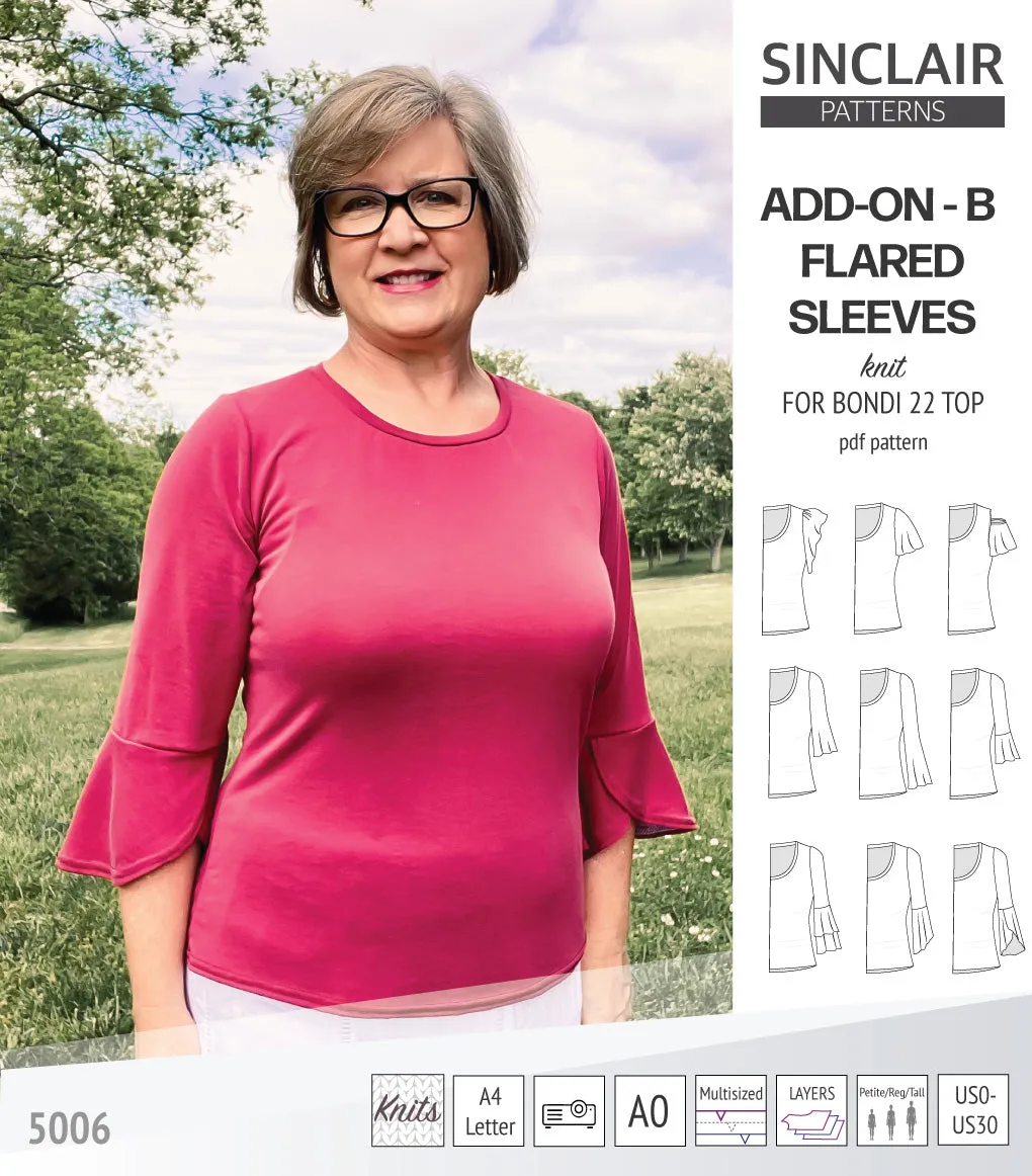 ADD-ON Flared Sleeves add-on pack for Bondi 22 and other compatible patterns (PDF)