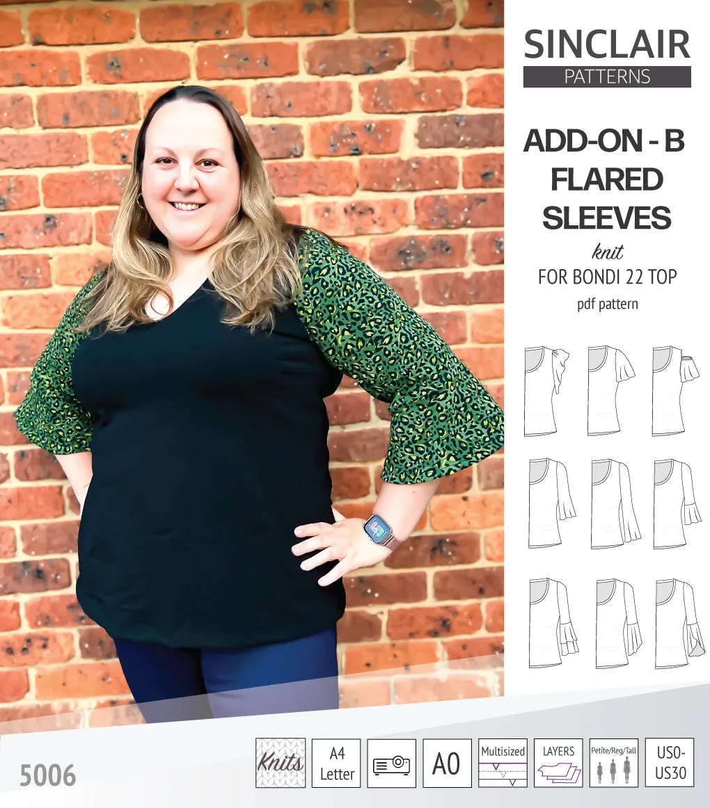 ADD-ON Flared Sleeves add-on pack for Bondi 22 and other compatible patterns (PDF)