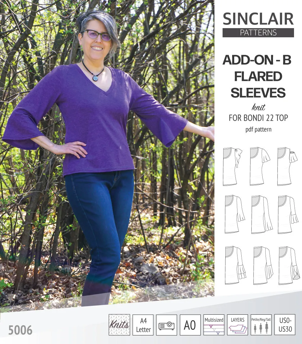 ADD-ON Flared Sleeves add-on pack for Bondi 22 and other compatible patterns (PDF)
