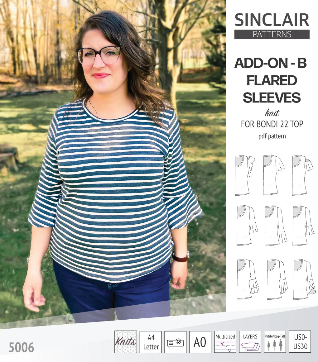 ADD-ON Flared Sleeves add-on pack for Bondi 22 and other compatible patterns (PDF)