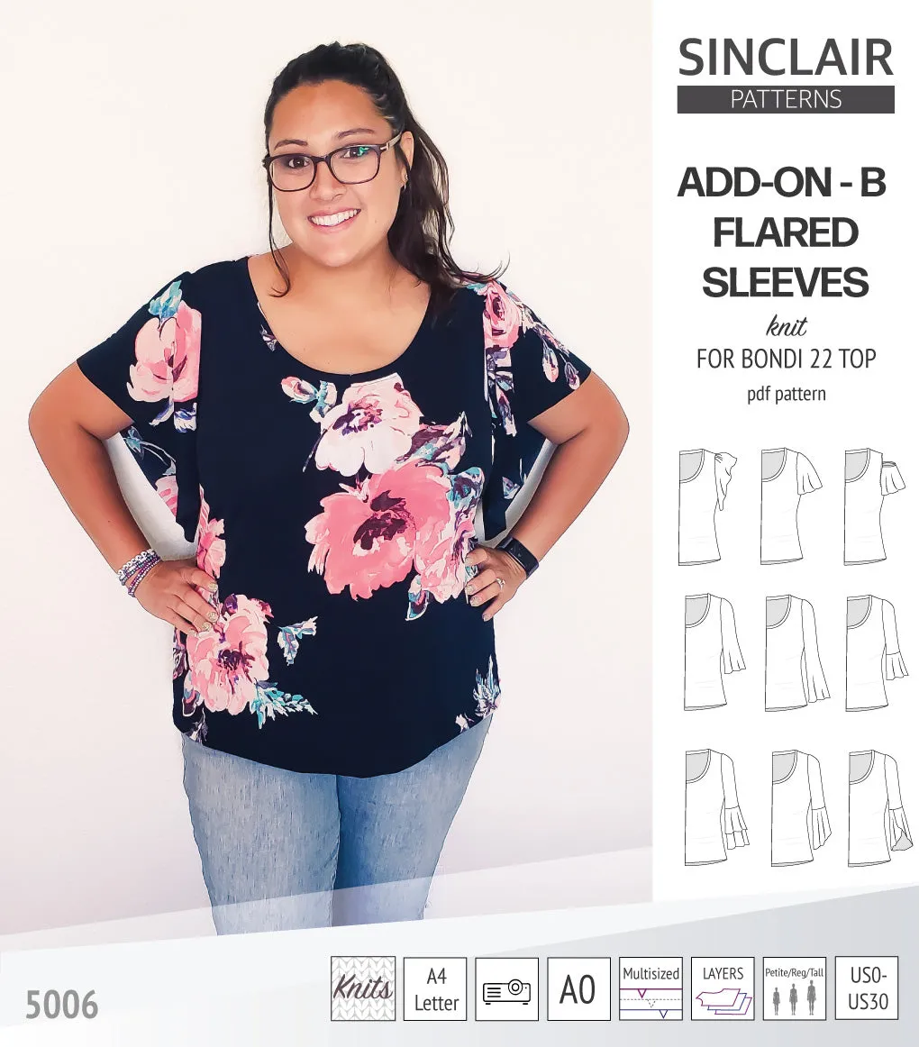 ADD-ON Flared Sleeves add-on pack for Bondi 22 and other compatible patterns (PDF)