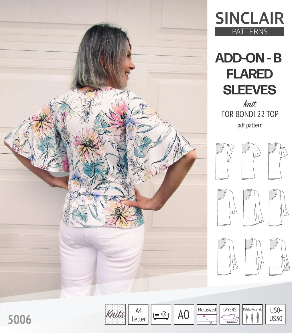 ADD-ON Flared Sleeves add-on pack for Bondi 22 and other compatible patterns (PDF)