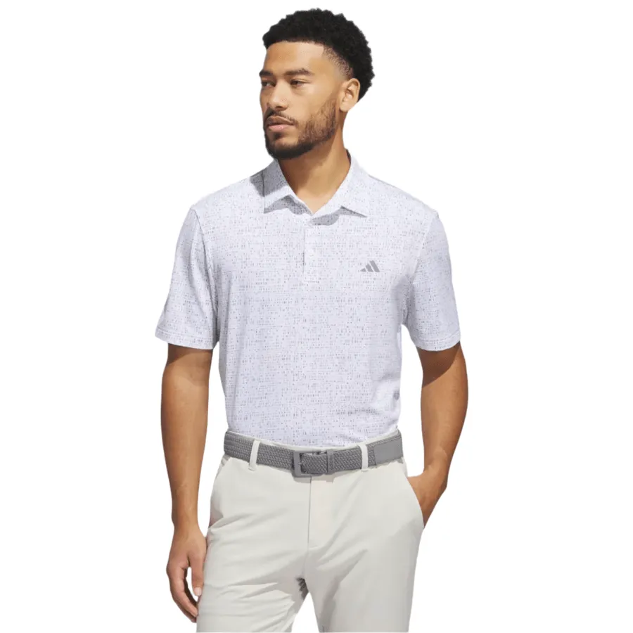 adidas Ultimate365 Power Grid Print Polo Shirt - White/Grey