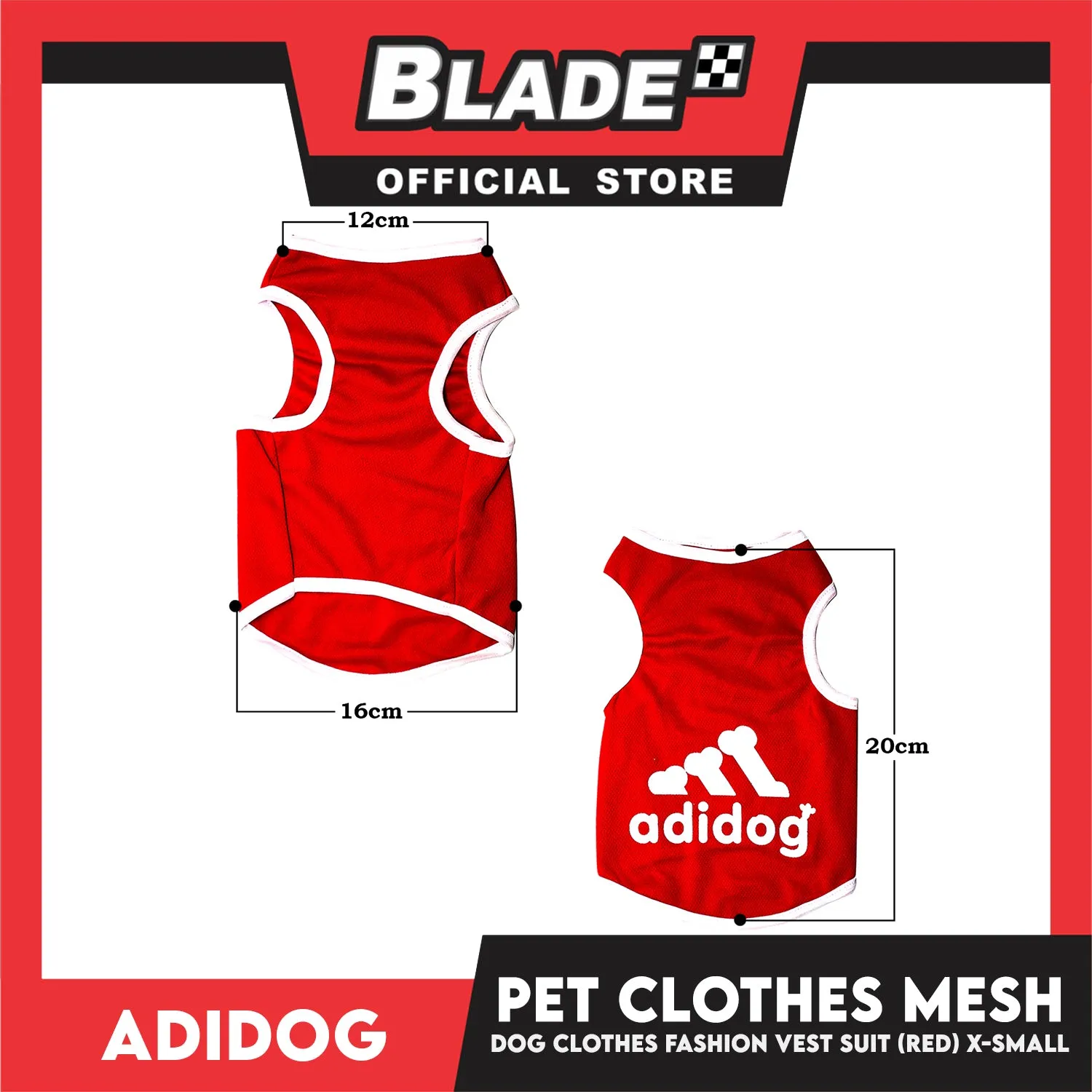 Adidog Pet Clothes Mesh Vet, Summer Dog Clothes, Breathable Mesh Vet, Dog Shirt, Pet Jersey, Fashion Vest Suit for Dogs (Red)