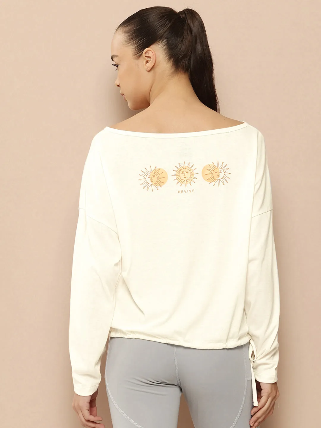Alcis Women Typography Detail Drop-Shoulder Sleeves Yoga T-shirt