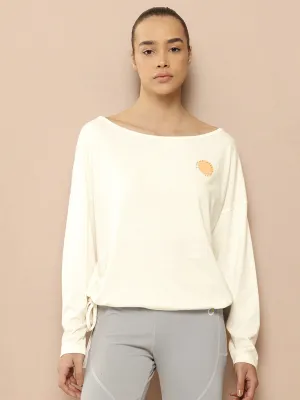 Alcis Women Typography Detail Drop-Shoulder Sleeves Yoga T-shirt