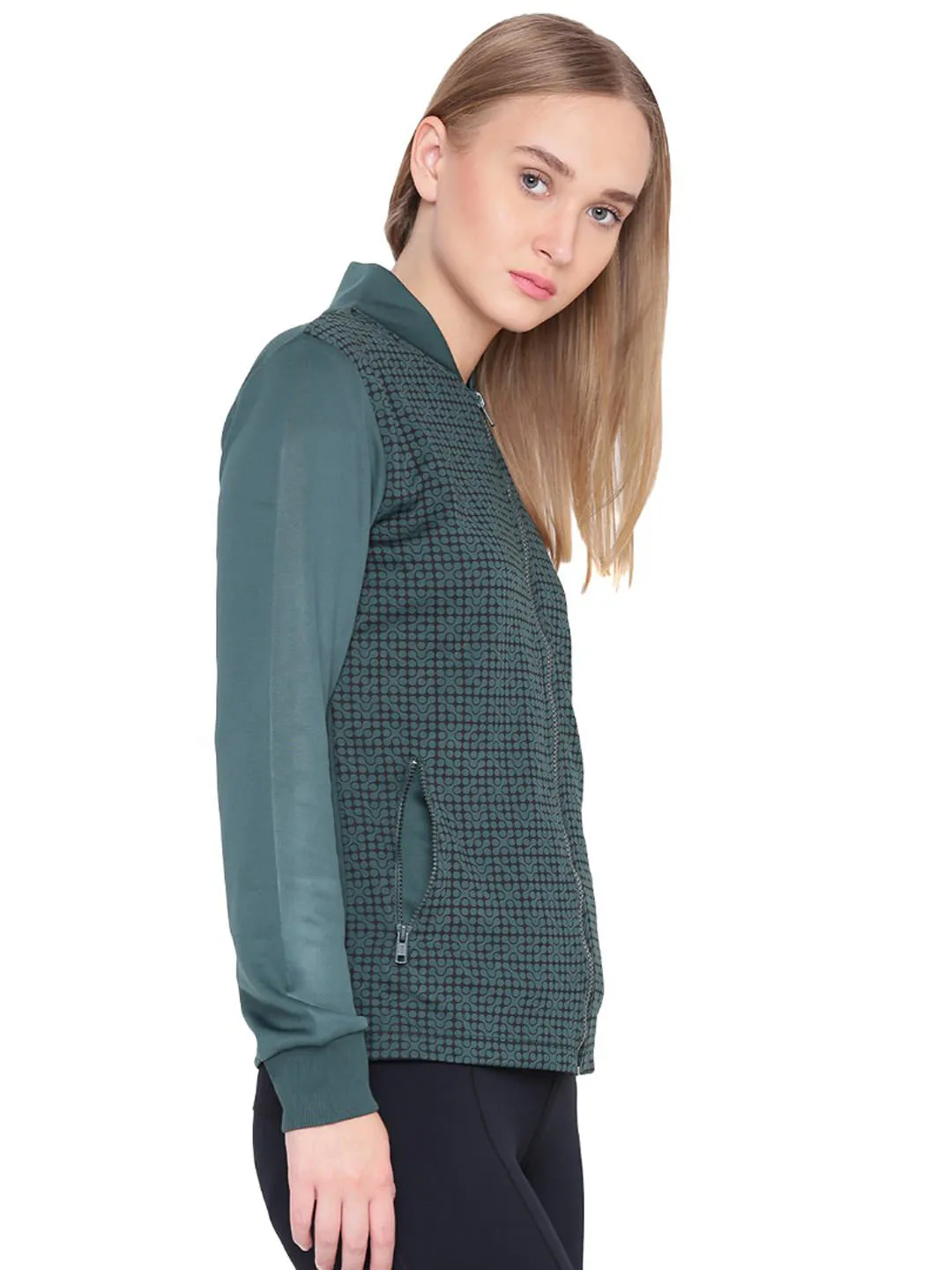 Alcis Womens Solid Green Jacket 139WJK205