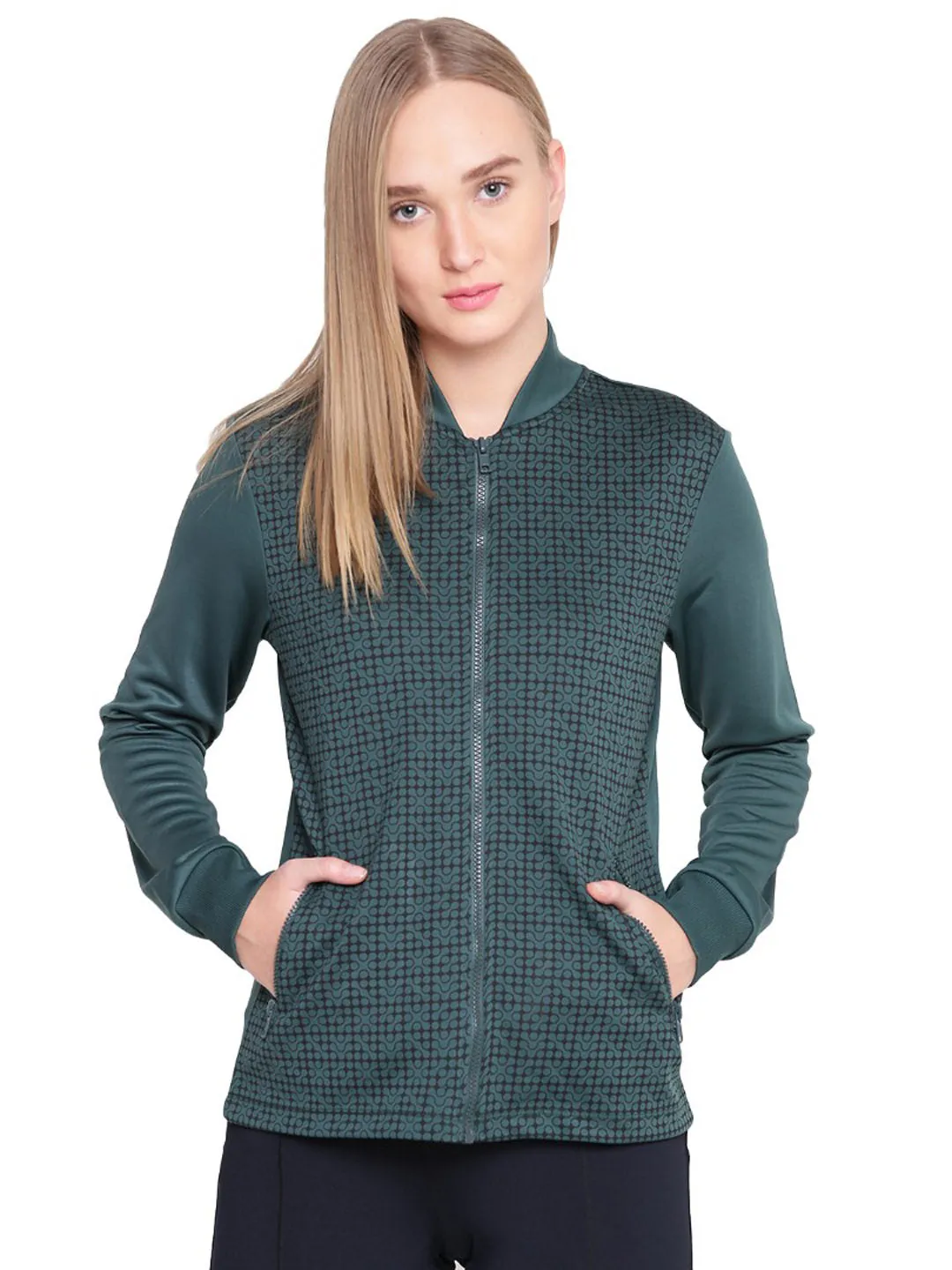 Alcis Womens Solid Green Jacket 139WJK205