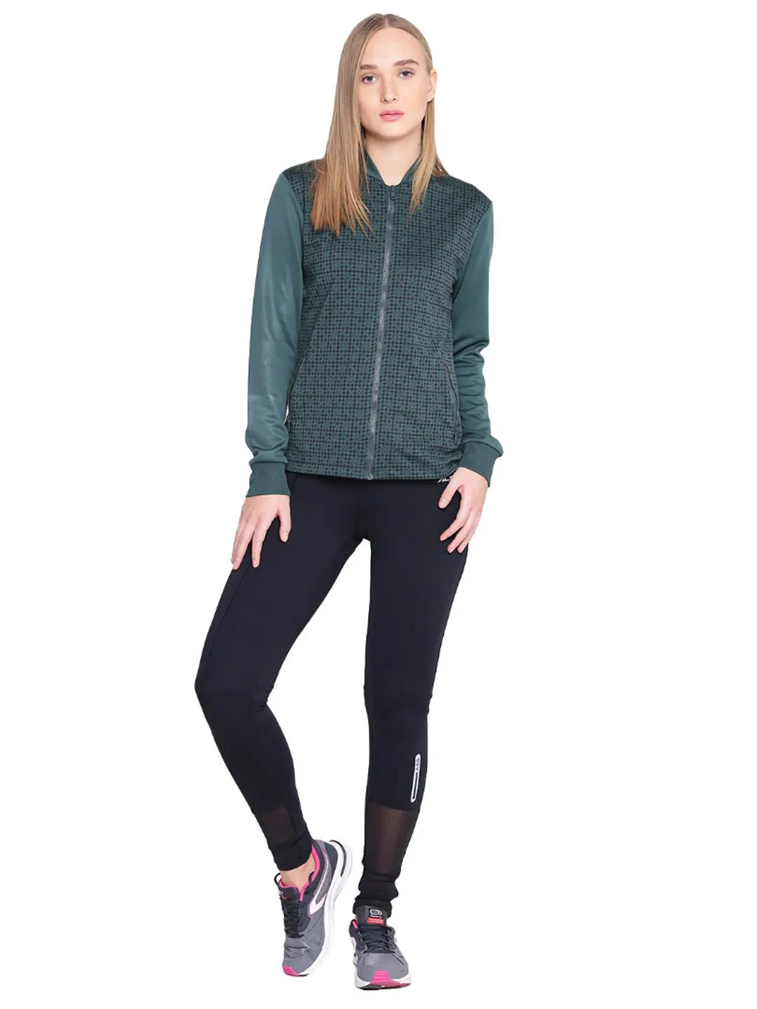 Alcis Womens Solid Green Jacket 139WJK205