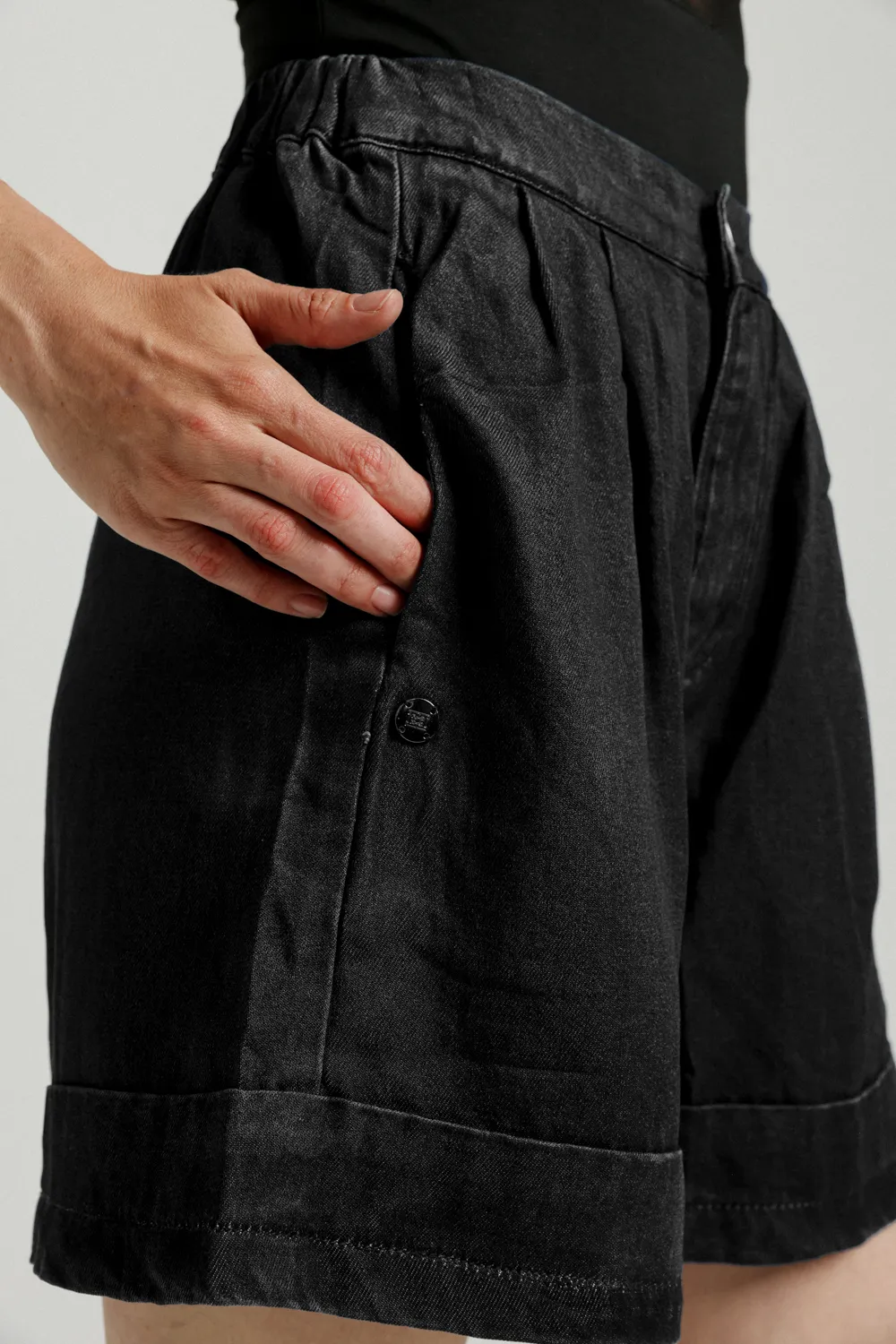 Arie Short Black Denim Bottoms