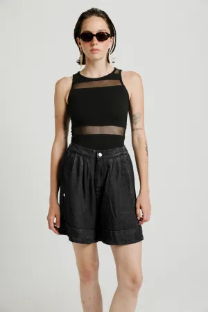 Arie Short Black Denim Bottoms
