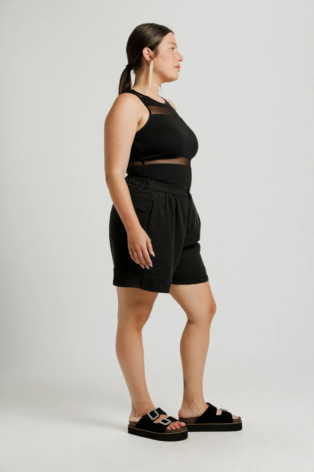 Arie Short Black Denim Bottoms