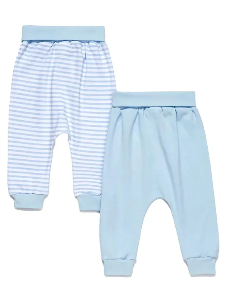 Artie - Sky Blue & White Striped Baby Bottoms - 2 Pack Set