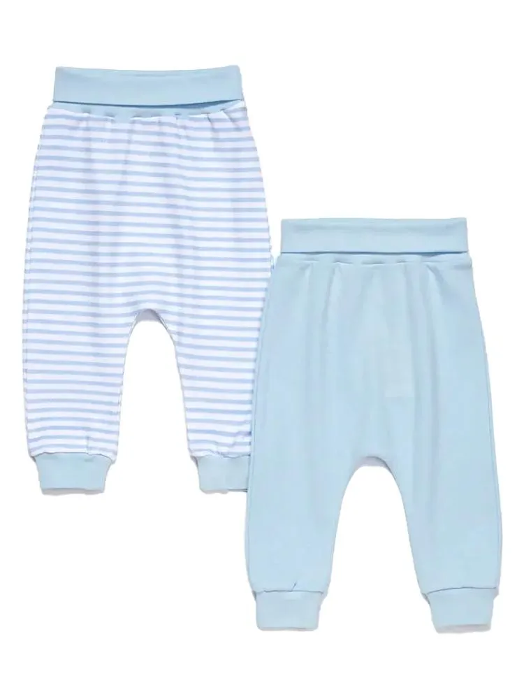 Artie - Sky Blue & White Striped Baby Bottoms - 2 Pack Set
