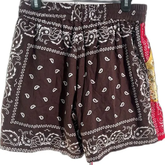 Avenue C Multicolor Paisley Bandana 100% Cotton Unisex Shorts Med Retails $180