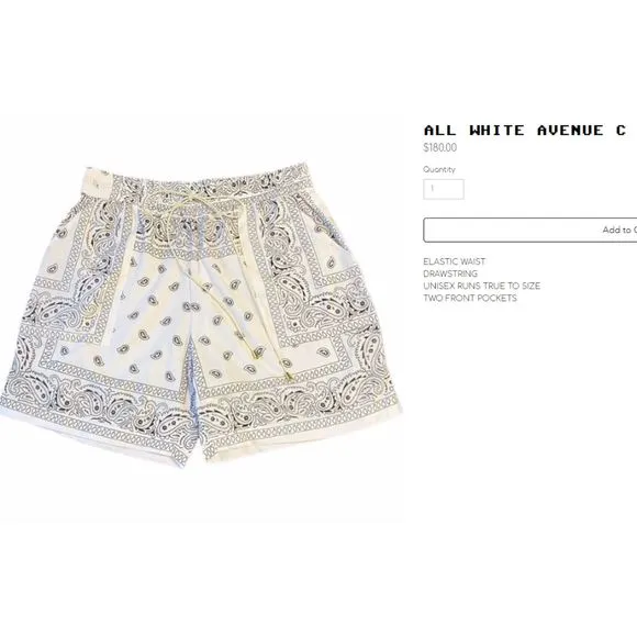 Avenue C Multicolor Paisley Bandana 100% Cotton Unisex Shorts Med Retails $180