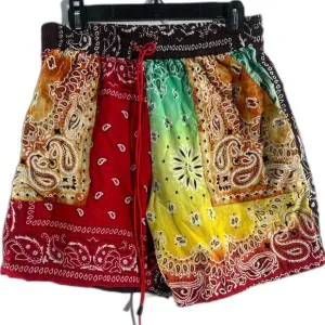Avenue C Multicolor Paisley Bandana 100% Cotton Unisex Shorts Med Retails $180