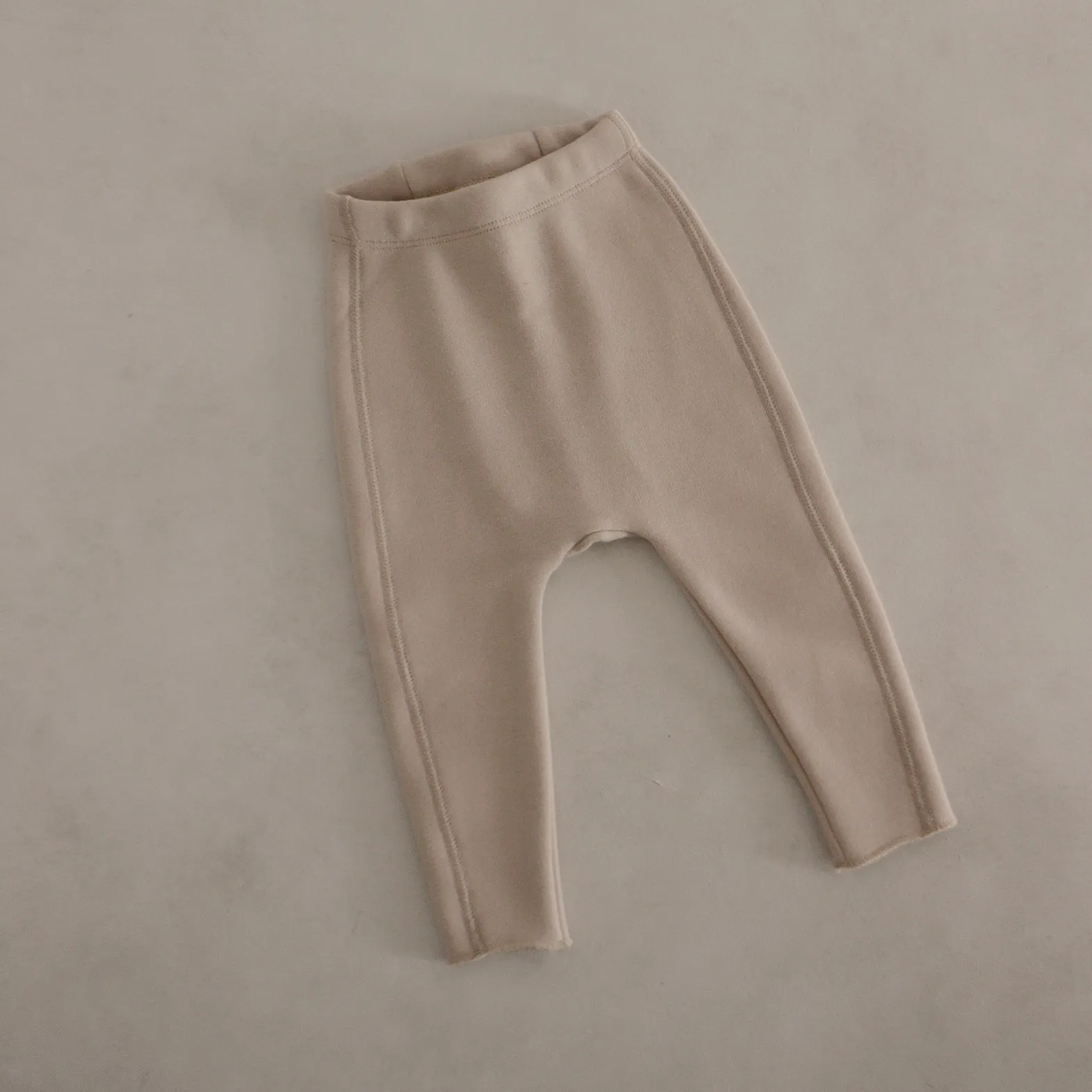 Baby Fleecy Stitch Leggings, Light Beige
