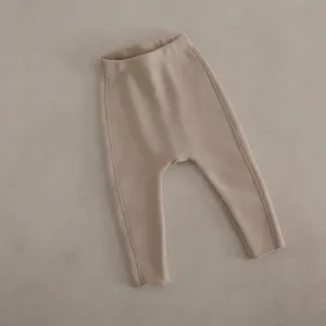 Baby Fleecy Stitch Leggings, Light Beige