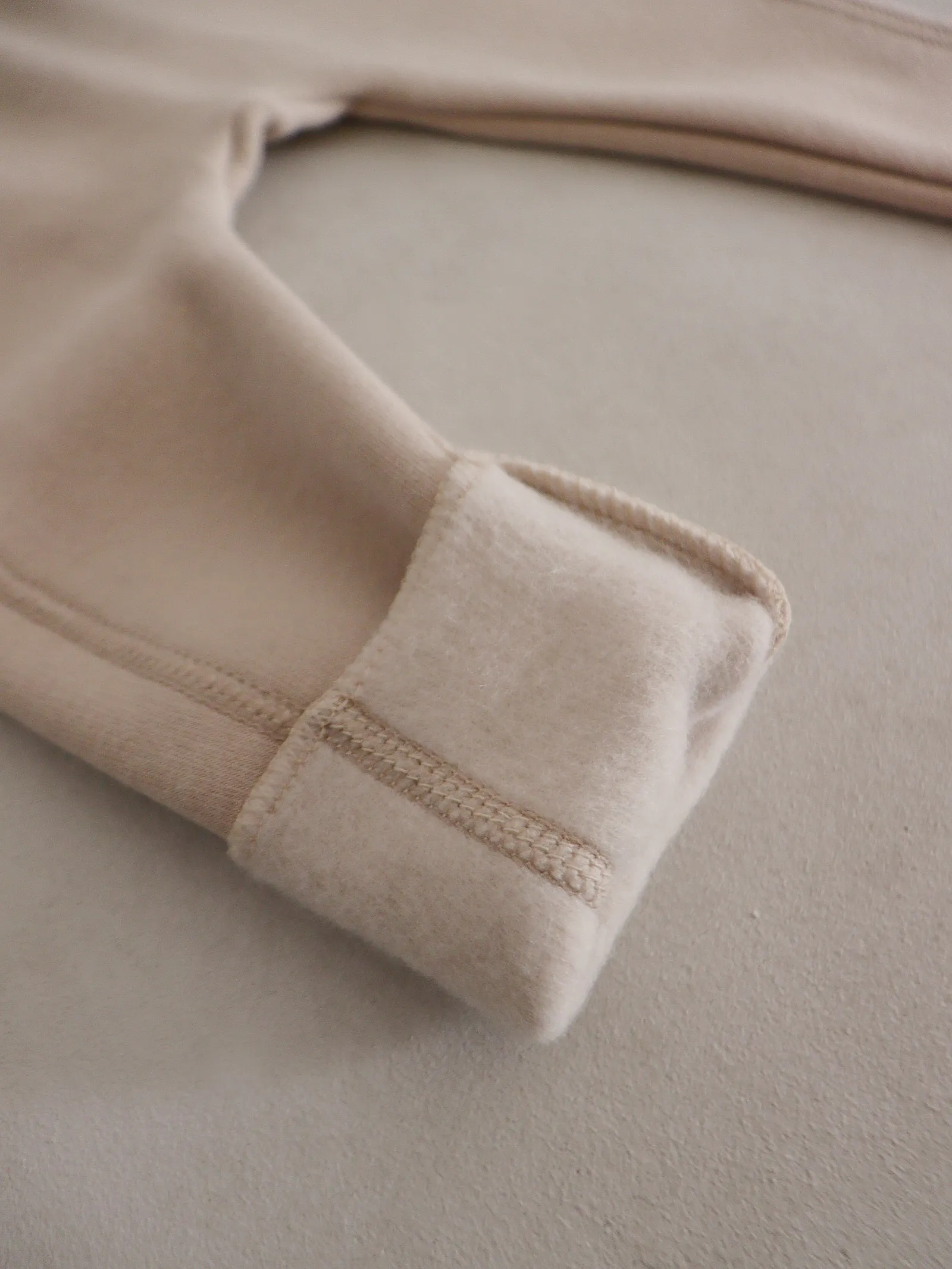 Baby Fleecy Stitch Leggings, Light Beige
