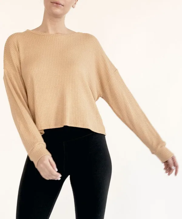 BAMBOO waffle loose crop top