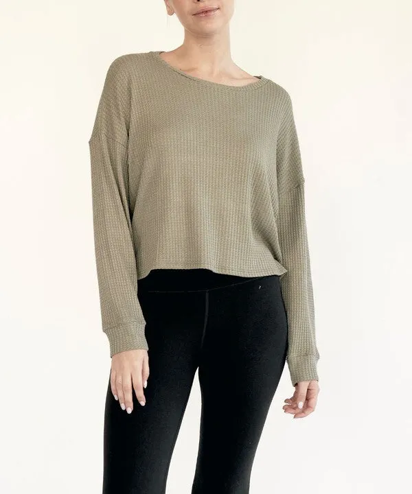 BAMBOO waffle loose crop top