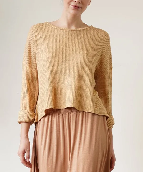 BAMBOO waffle loose crop top