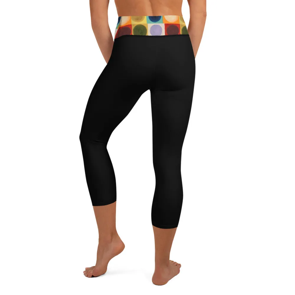 Black Capri Leggings with "Circles" Waistband
