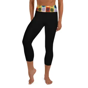 Black Capri Leggings with "Circles" Waistband