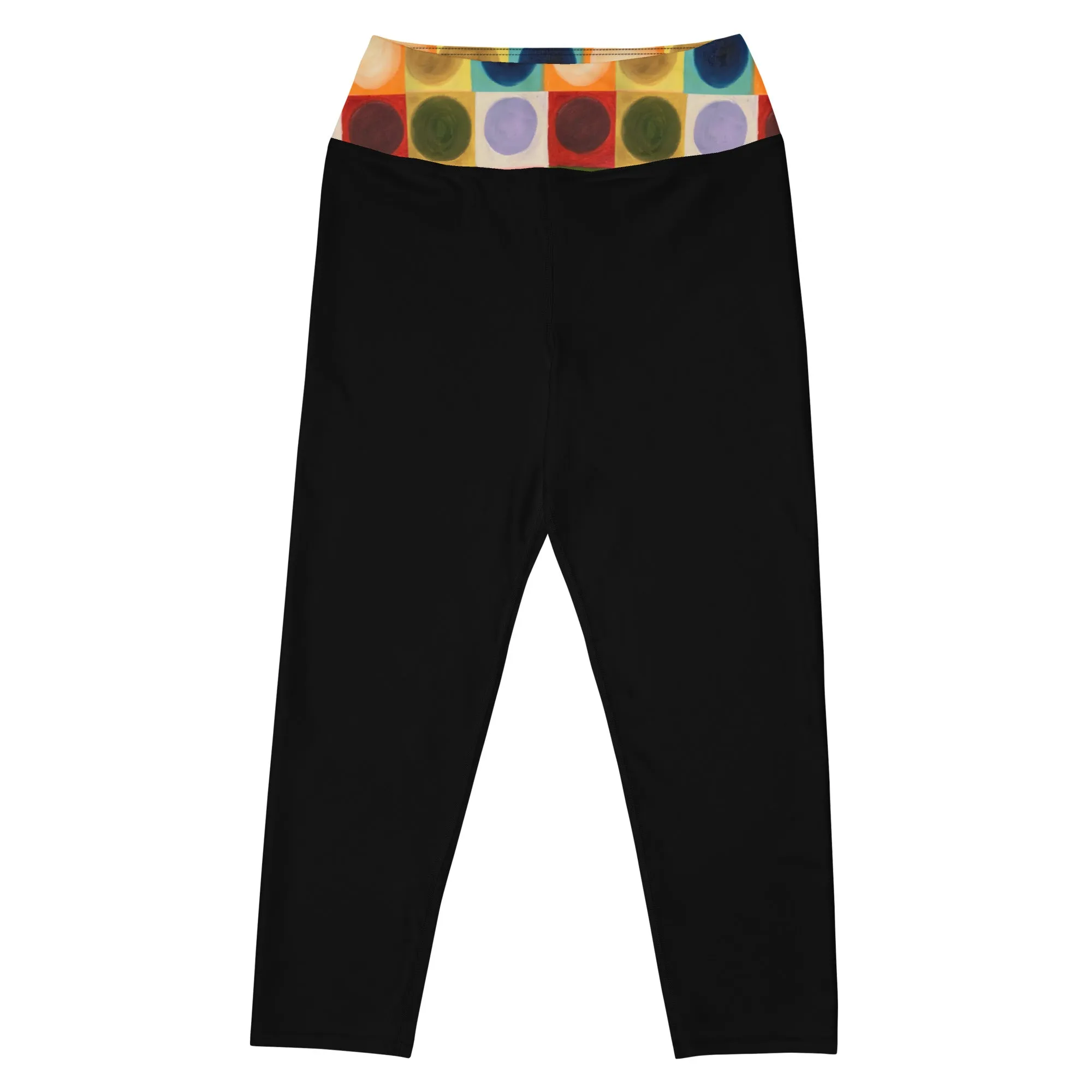 Black Capri Leggings with "Circles" Waistband