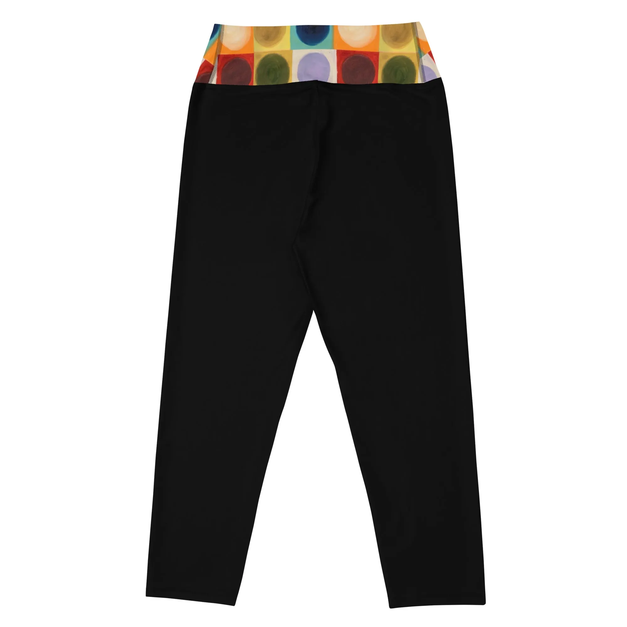 Black Capri Leggings with "Circles" Waistband