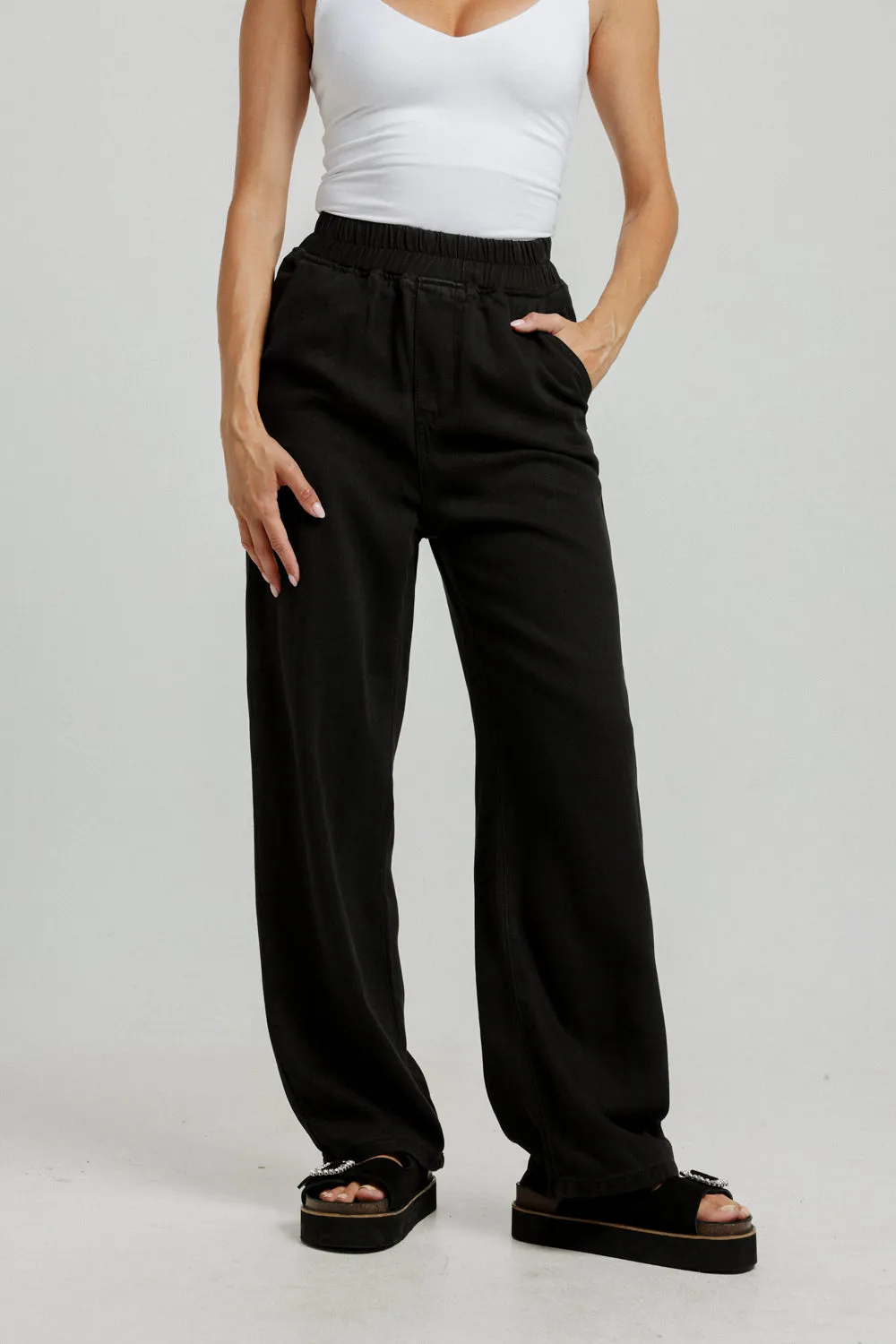Black Denim Wide Bottoms