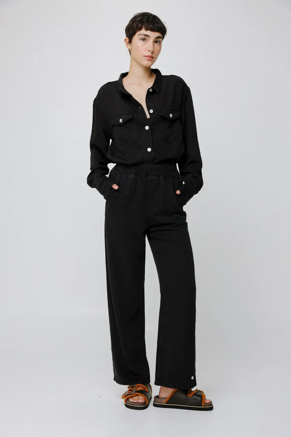 Black Denim Wide Bottoms