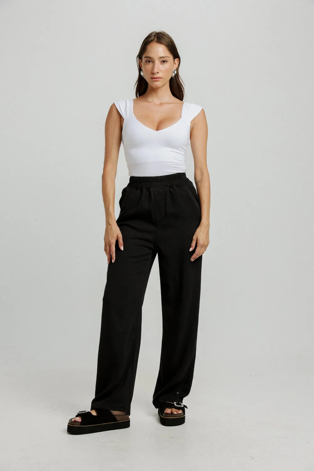 Black Denim Wide Bottoms