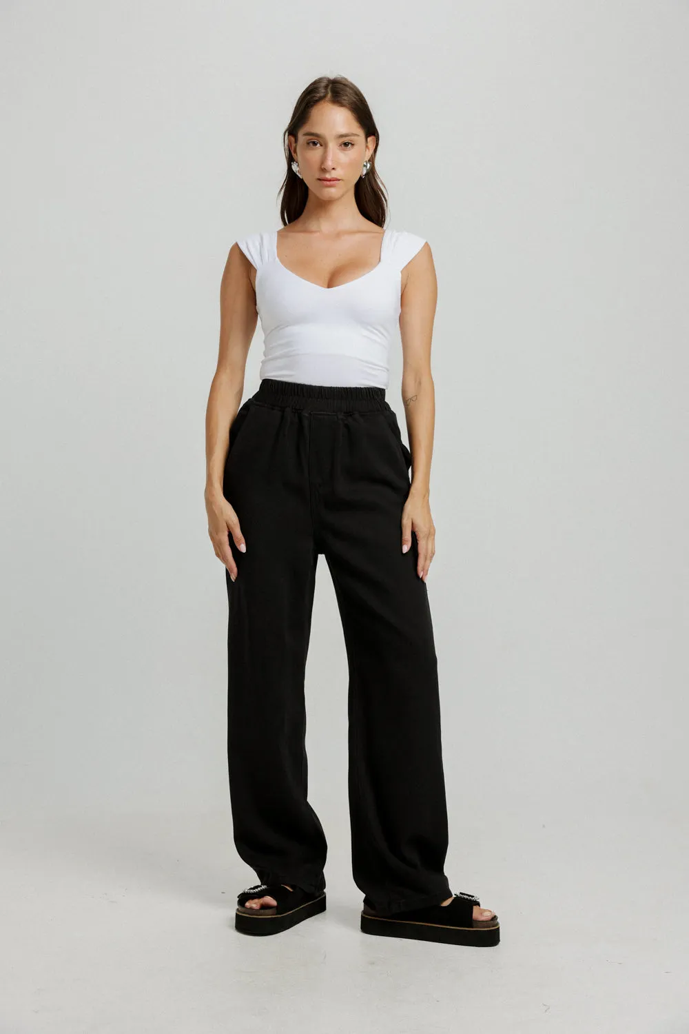 Black Denim Wide Bottoms