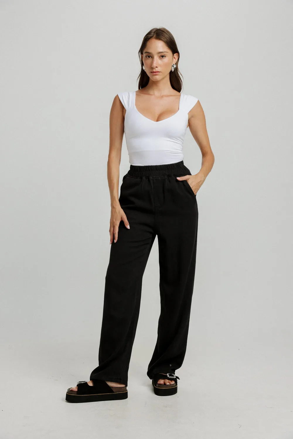 Black Denim Wide Bottoms