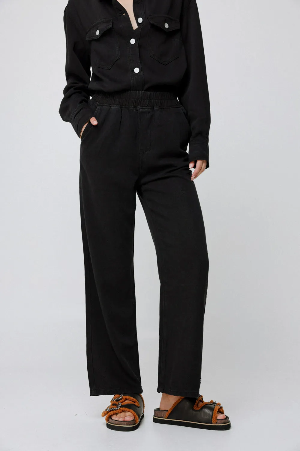 Black Denim Wide Bottoms