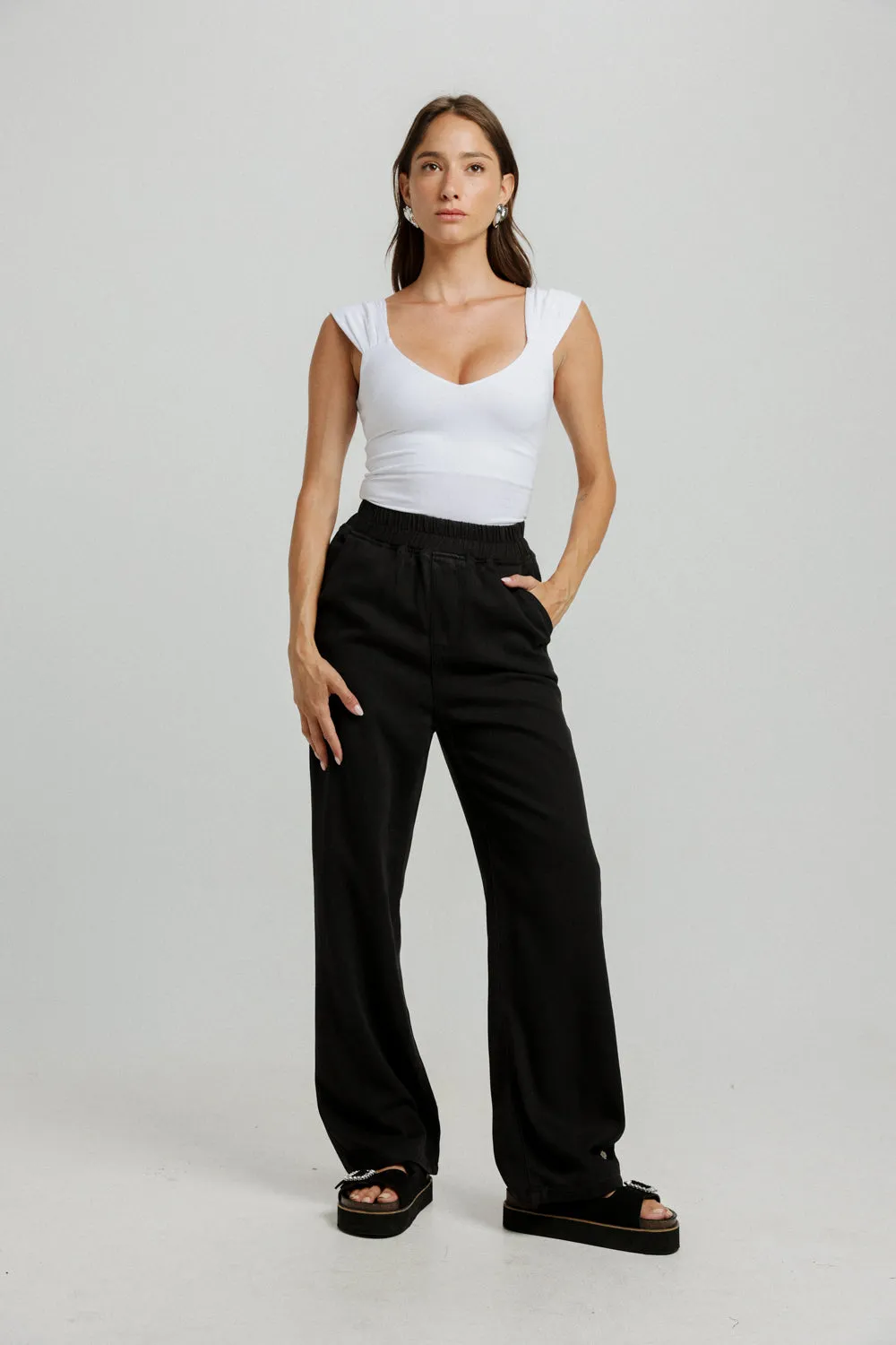 Black Denim Wide Bottoms