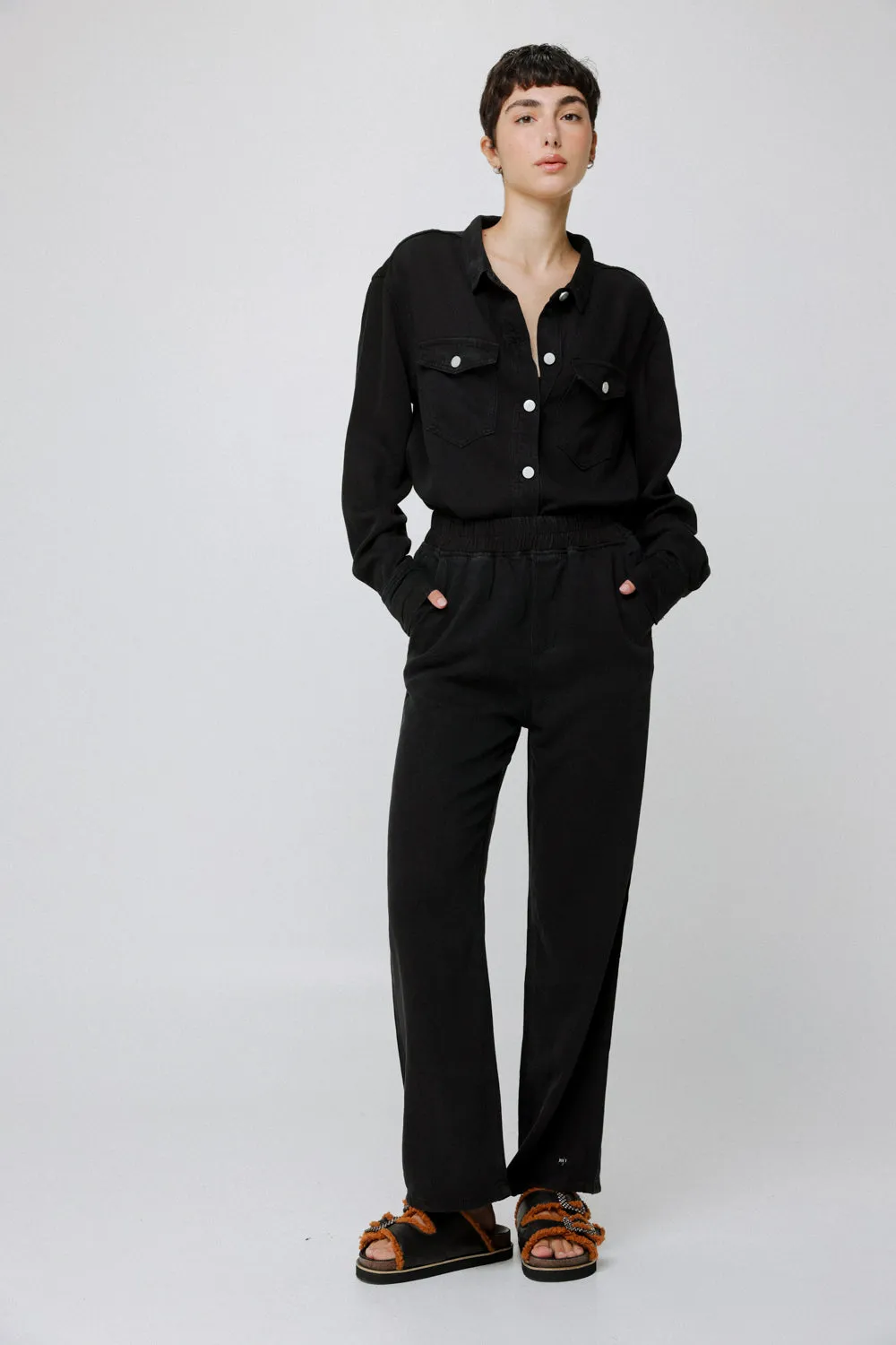 Black Denim Wide Bottoms