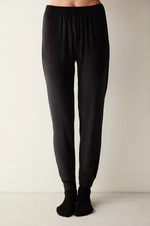 Black Fuzzy Pants Pajama Bottoms