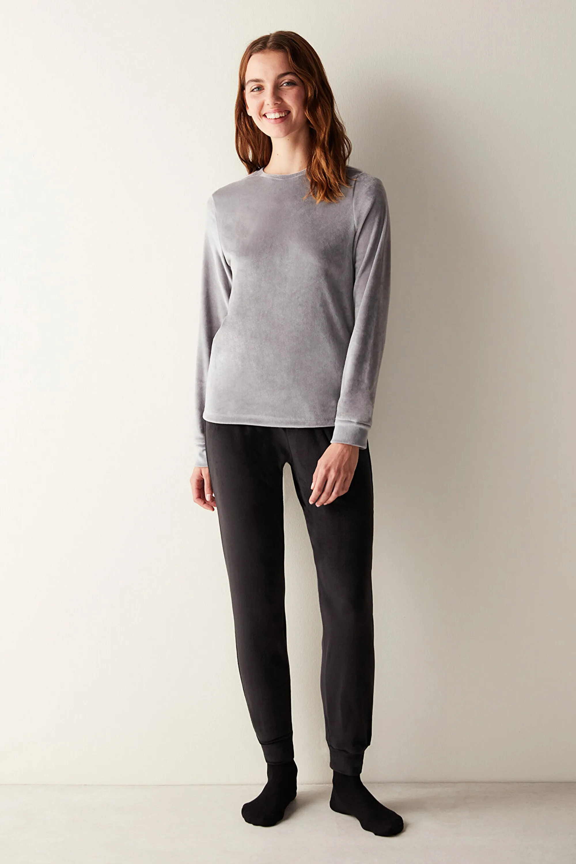 Black Fuzzy Pants Pajama Bottoms