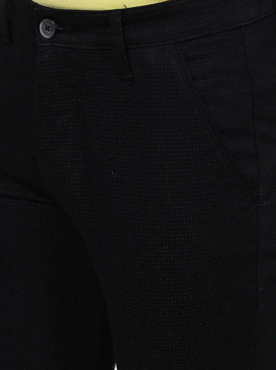 Black Solid Neo Fit Casual Trouser | Greenfibre
